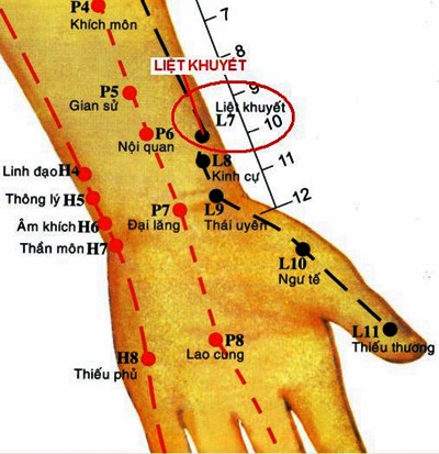 Huyệt Liệt Khuyết - Y CỔ TRUYỀN